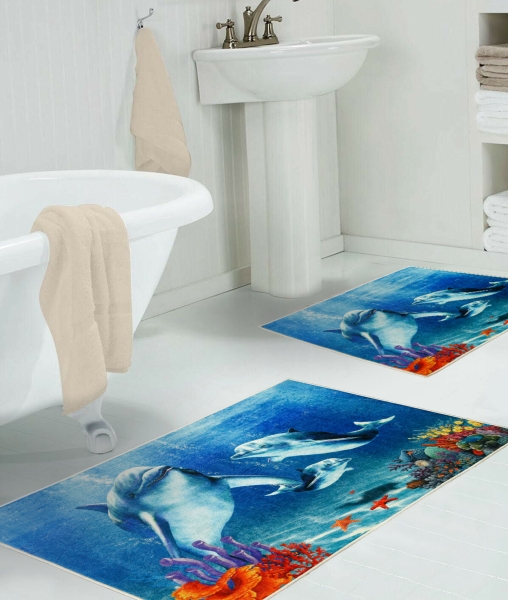 Potamia Newhall Yıkanabilir Dijital Kaymaz Taban 2′li Banyo Paspası 206 - Thumbnail