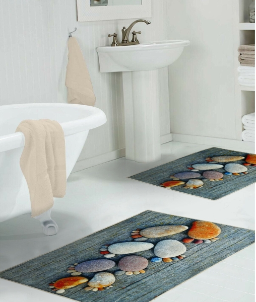 Potamia Newhall Yıkanabilir Dijital Kaymaz Taban 2′li Banyo Paspası 205 - Thumbnail