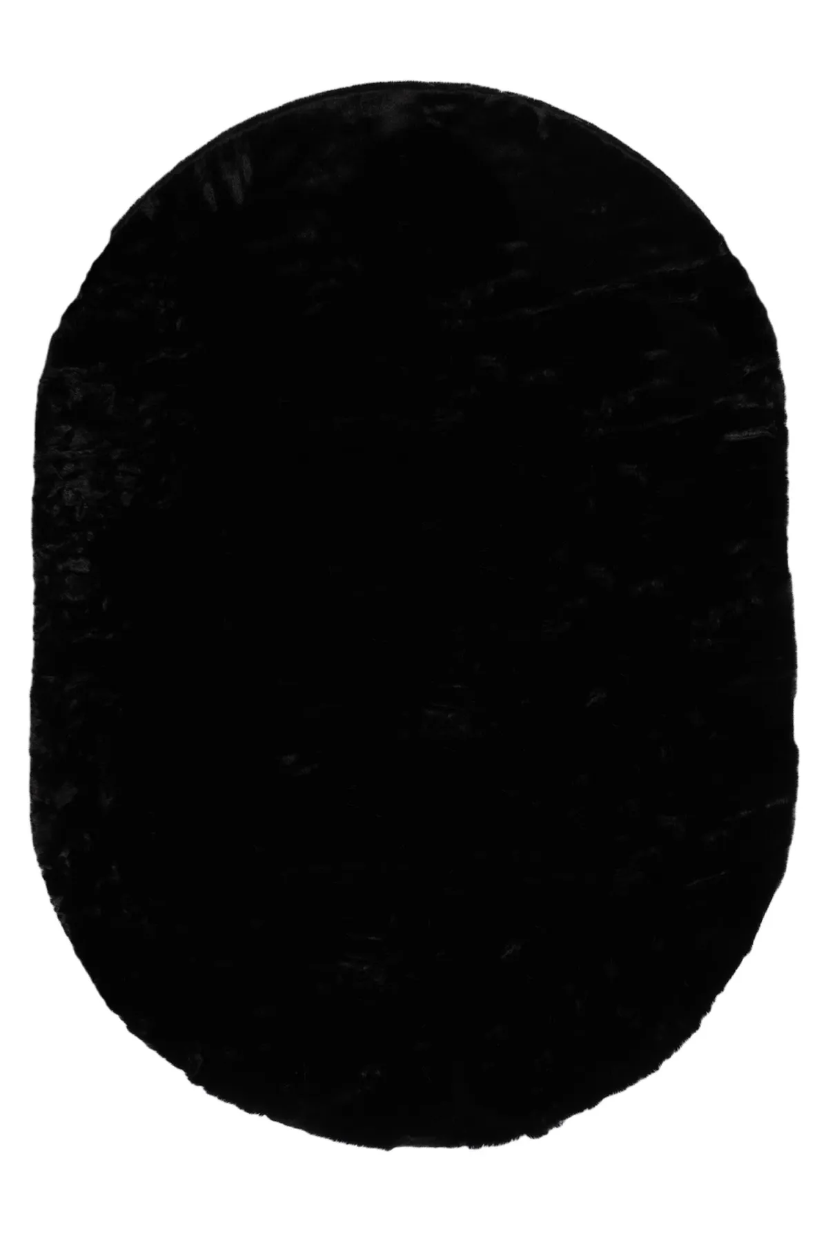 Potamia İthal Post Peluş Oval Yıkanabilir Kaymaz Taban Oturma Odası Yatak Odası Koridor Halısı Siyah 1004 - Thumbnail
